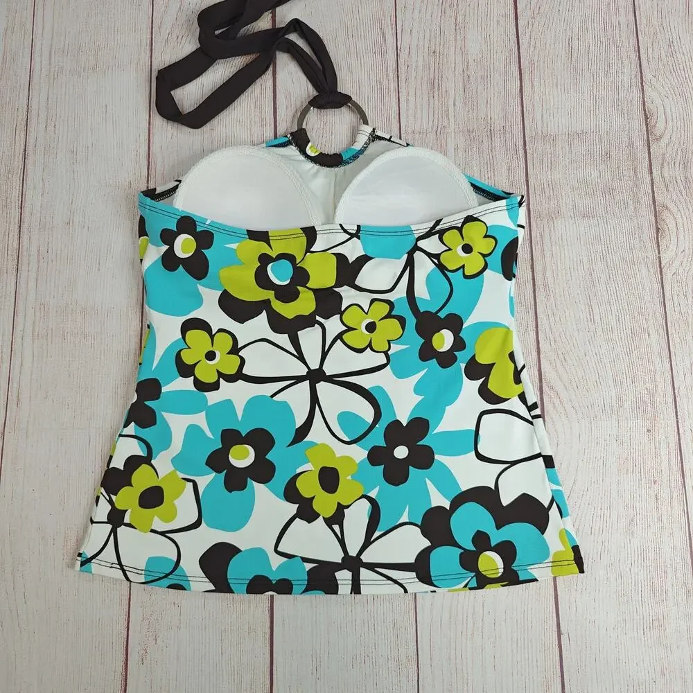 La Blanca Y2K-era vintage floral halter tankini top sz 8